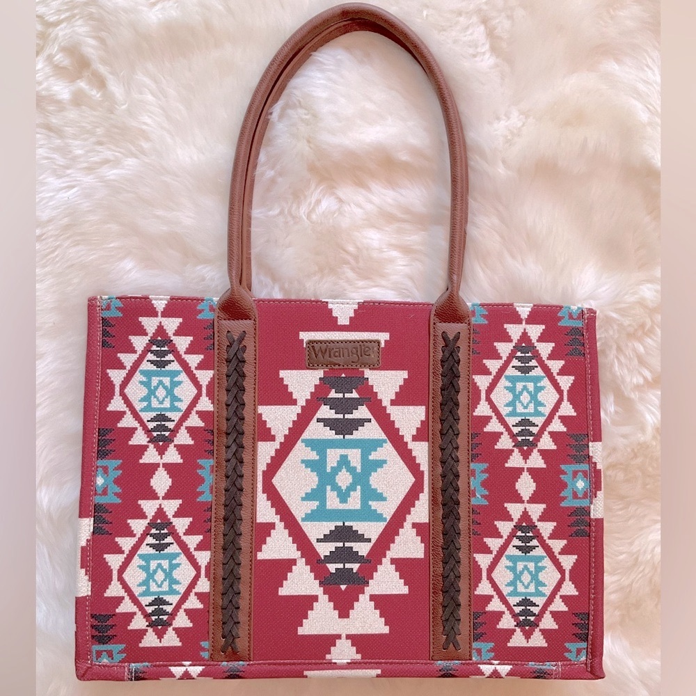 Wrangler Southwestern Print Canvas Large Wide Tote